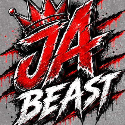 JA Beast – Oversize-Washed-Hoodie, Nahaufnahme vom Motiv