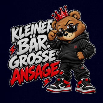 JA Ansage – Kinder-Hoodie, Nahaufnahme vom Motiv