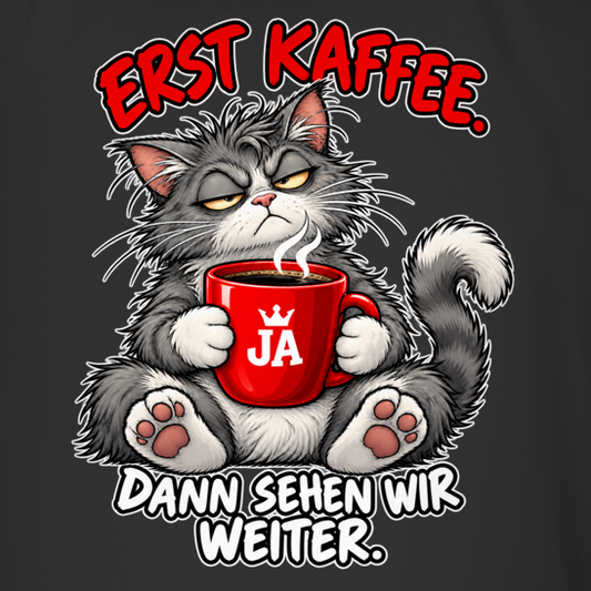JA Erst Kaffee – Oversize-Shirt, Nahaufnahme vom Motiv