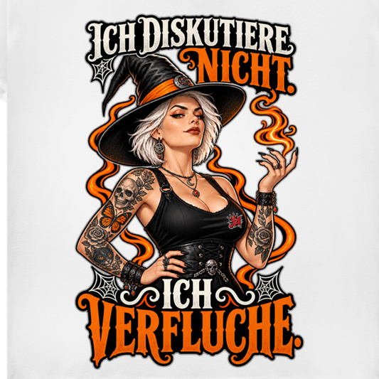 JA Ich verfluche – Damen-V-Neck-Shirt, Nahaufnahme vom Motiv