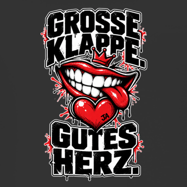 JA Große Klappe, gutes Herz – Damen-Crop-Top, Nahaufnahme vom Motiv