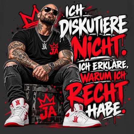JA Ich diskutiere nicht – Herren-Bio-Tanktop, Nahaufnahme vom Motiv