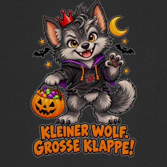 JA Klappenwolf – Kinder-Hoodie, Nahaufnahme vom Motiv