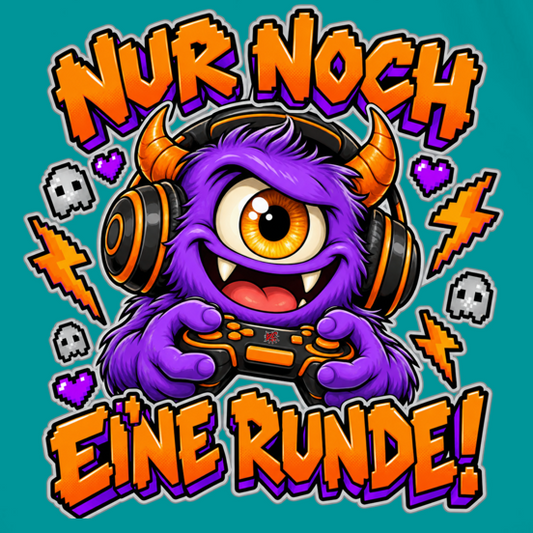 JA Monster Gamer – Turnbeutel, Nahaufnahme vom Motiv