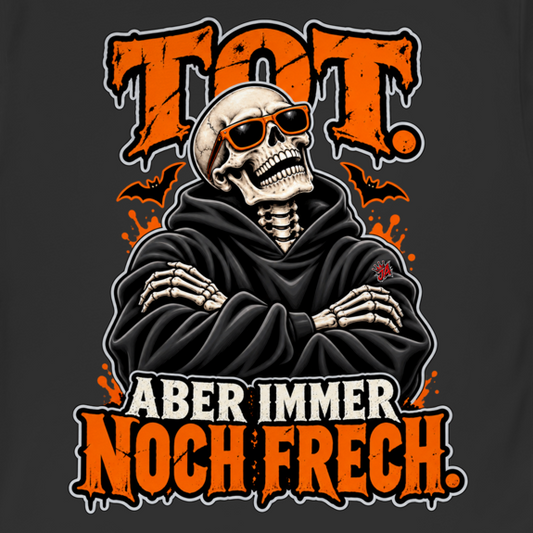 JA Knochenfrech – Herren-Bio-T-Shirt, Nahaufnahme vom Motiv