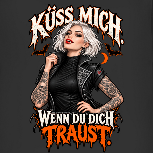 JA Kussbiss – Damen-Bio-T-Shirt, Nahaufnahme vom Motiv