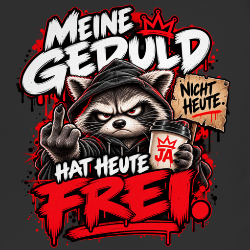 JA Meine Geduld hat heute frei – Herren-Bio-T-Shirt, Nahaufnahme vom Motiv