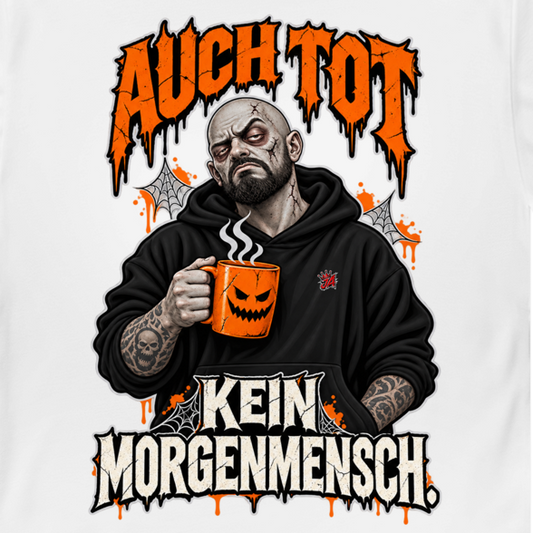 JA Morgenmuffel – Herren-Bio-T-Shirt, Nahaufnahme vom Motiv