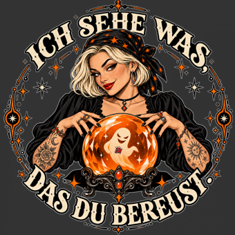 JA Orakel – Damen-Crop-Top, Nahaufnahme vom Motiv