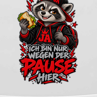 JA Pausen-Waschbär Rot – Lunchbox, Nahaufnahme vom Motiv