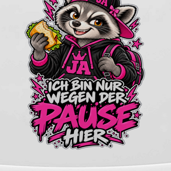 JA Pausen-Waschbär Pink – Lunchbox, Nahaufnahme vom Motiv