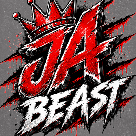 JA Beast – Oversize-Washed-Shirt, Nahaufnahme vom Motiv