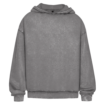 JA Beast – Oversize-Washed-Hoodie in Asphaltgrau, Vorderansicht ohne Druck