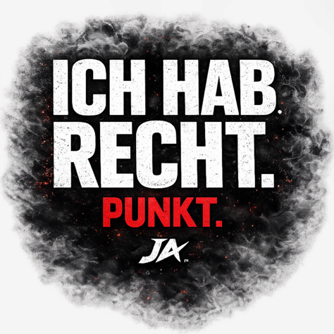 JA Ich hab Recht – Damen-V-Neck-Shirt, Nahaufnahme vom Motiv