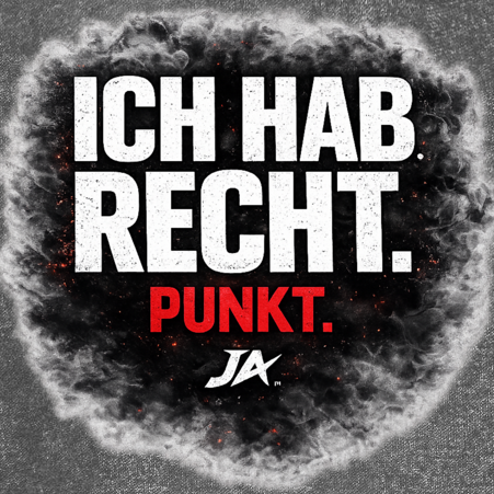 JA Ich hab Recht – Oversize-Washed-Hoodie, Nahaufnahme vom Motiv