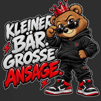 JA Ansage – Kinder-T-Shirt in Schwarz, Nahaufnahme vom Motiv