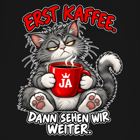 JA Erst Kaffee – Herren-V-Neck-Shirt, Nahaufnahme vom Motiv