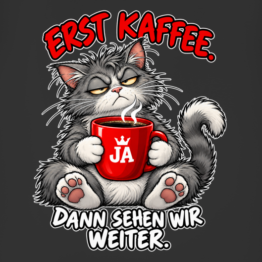 JA Erst Kaffee – Damen-V-Neck-Shirt, Nahaufnahme vom Motiv