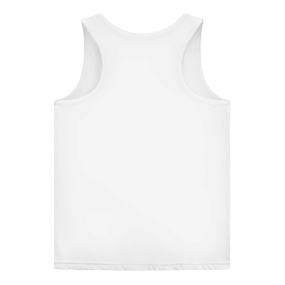 JA Erst Kaffee – Damen-Tanktop in Weiß, Rückansicht ohne Druck