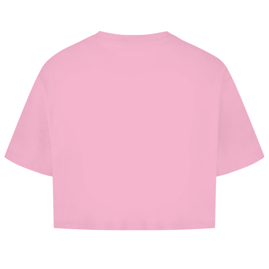 JA Erst Kaffee – Damen-Crop-Top in Hellrosa, Rückansicht ohne Druck