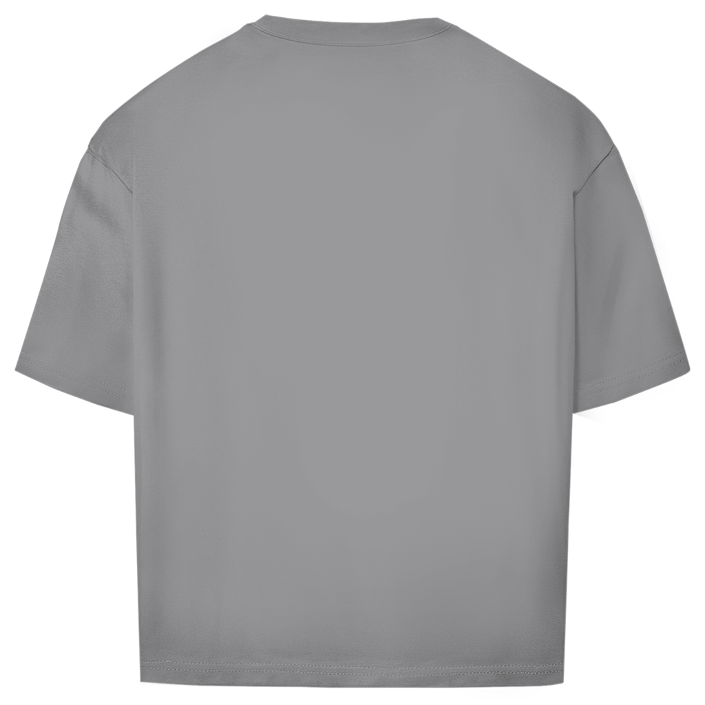 JA Erst Kaffee – Oversize-Shirt in Grau, Rückansicht ohne Druck