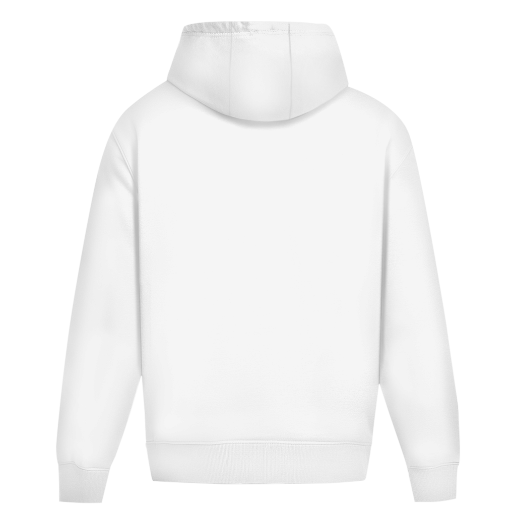 JA Erst Kaffee – Oversize-Hoodie in Weiß, Rückansicht ohne Druck