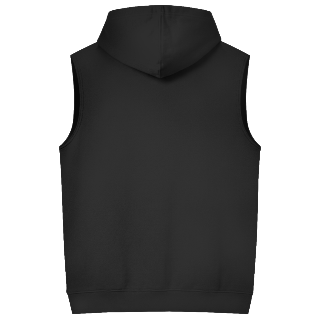 JA Erst Kaffee – Ärmelloser Hoodie in Schwarz, Rückansicht ohne Druck