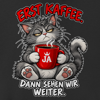 JA Erst Kaffee – Ärmelloser Hoodie, Nahaufnahme vom Motiv