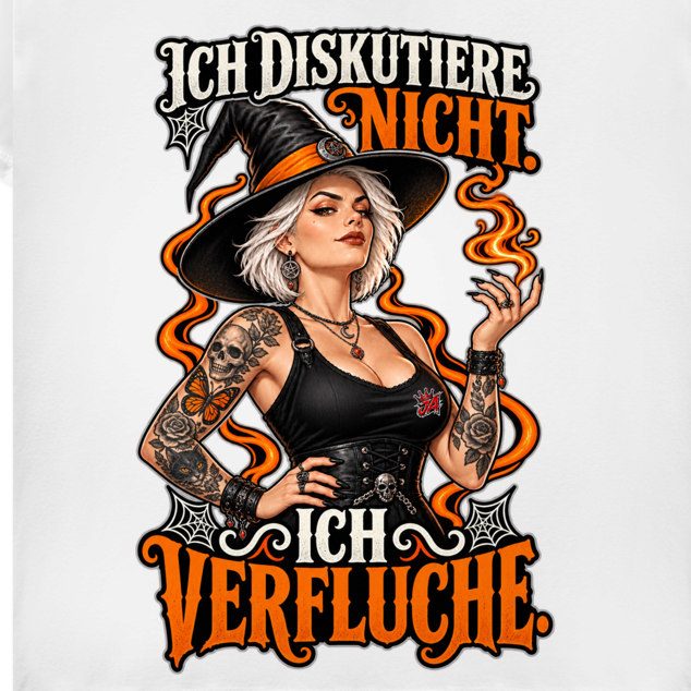 JA Ich verfluche – Damen-V-Neck-Shirt, Nahaufnahme vom Motiv