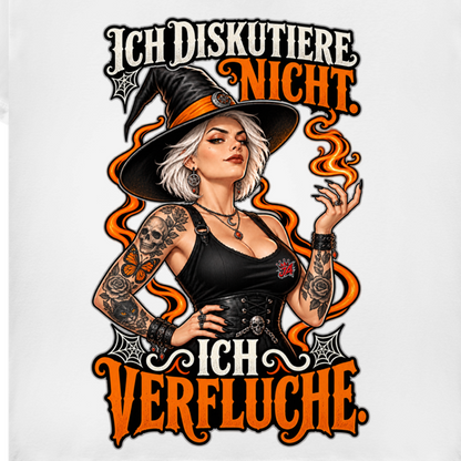 JA Ich verfluche – Damen-V-Neck-Shirt, Nahaufnahme vom Motiv