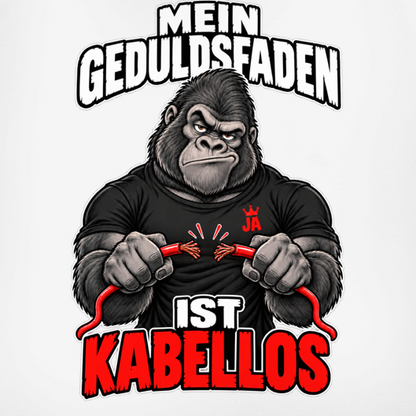 JA Geduldsfaden kabellos – Herren-V-Neck-Shirt, Nahaufnahme vom Motiv