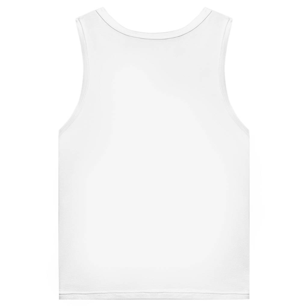 JA Geduldsfaden kabellos – Herren-Bio-Tanktop in Weiß, Rückansicht ohne Druck