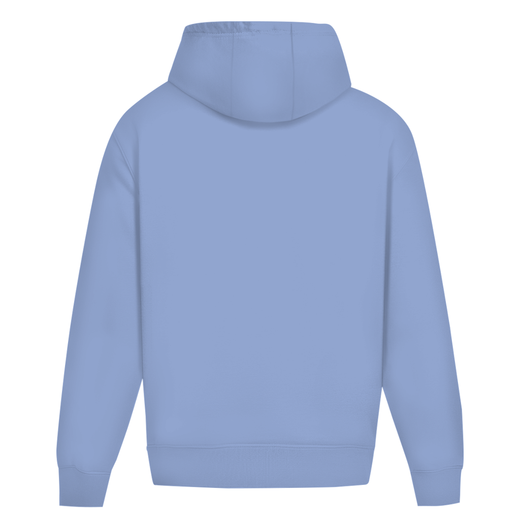 JA Geduldsfaden kabellos – Oversize-Hoodie in Puderblau, Rückansicht ohne Druck