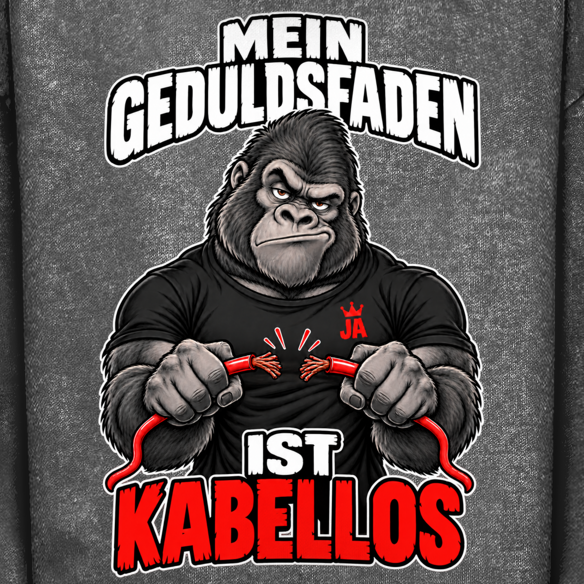 JA Geduldsfaden kabellos – Oversize-Washed-Hoodie, Nahaufnahme vom Motiv