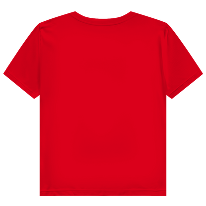 JA Große Klappe, gutes Herz – Damen-Bio-T-Shirt in Rot, Rückansicht ohne Druck