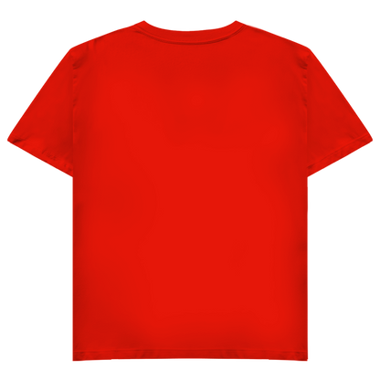 JA Große Klappe, gutes Herz – Damen-V-Neck-Shirt in Rot, Rückansicht ohne Druck