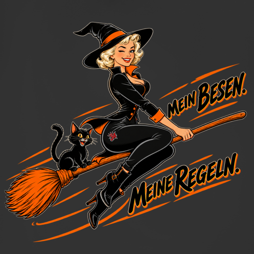 JA Hexenregeln – Damen-V-Neck-Shirt, Nahaufnahme vom Motiv