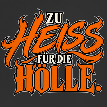 JA Höllenheiß – Herren-Bio-T-Shirt, Nahaufnahme vom Motiv