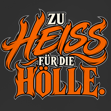JA Höllenheiß – Herren-Bio-T-Shirt, Nahaufnahme vom Motiv
