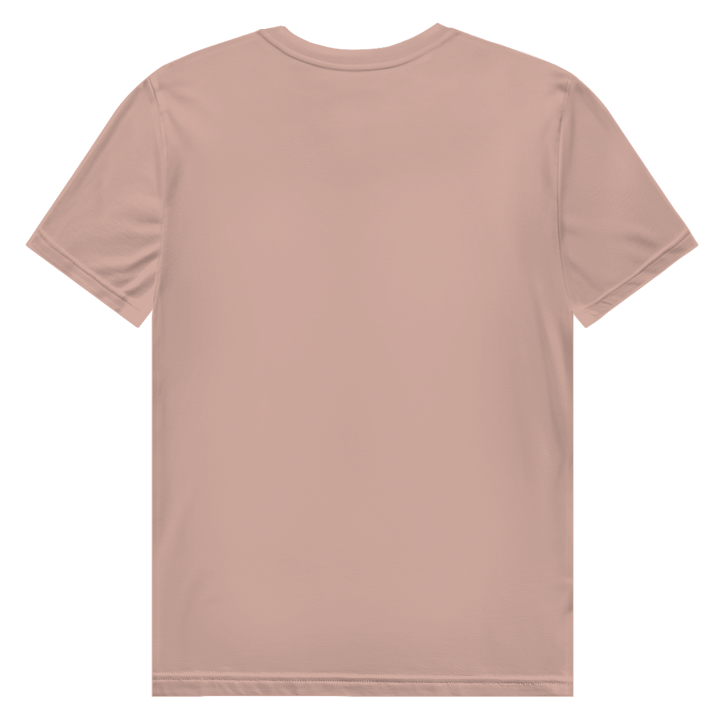 JA Höllenheiß – Herren-Bio-T-Shirt in Altrosa, Rückansicht ohne Druck