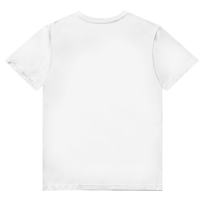JA Höllenheiß – Herren-Bio-V-Neck-Shirt in Weiß, Rückansicht ohne Druck