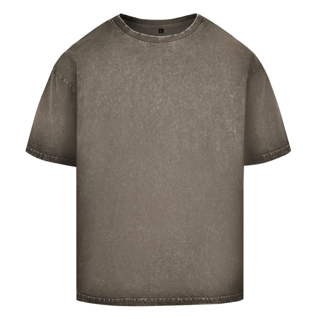 JA Ich diskutiere nicht – Oversize-Washed-Shirt in Dunkelkhaki, Vorderansicht ohne Druck