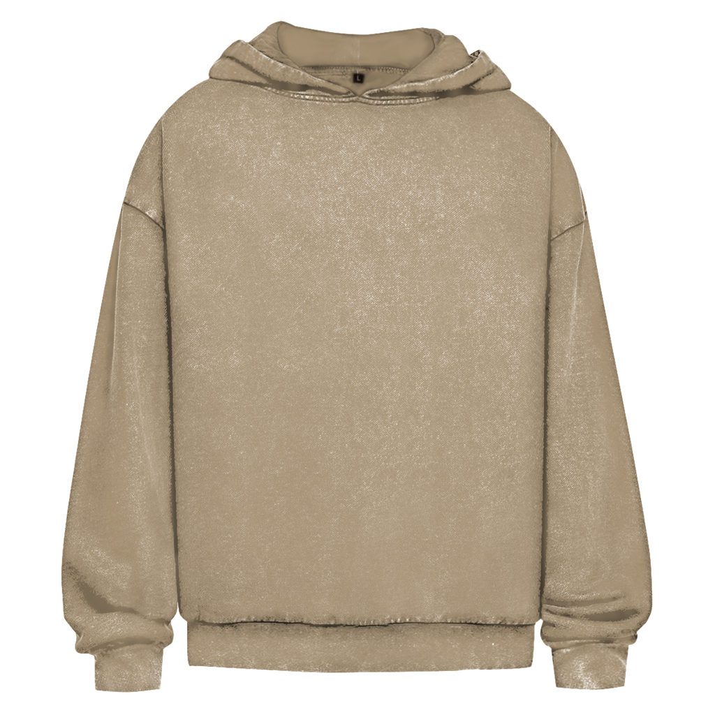 JA Ich diskutiere nicht – Oversize-Washed-Hoodie in Beige, Vorderansicht ohne Druck