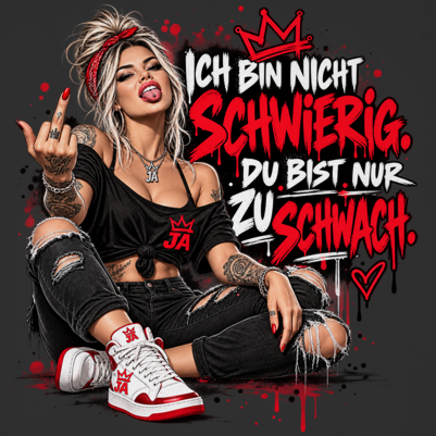 JA Ich bin nicht schwierig – Damen-Bio-Tanktop, Nahaufnahme vom Motiv