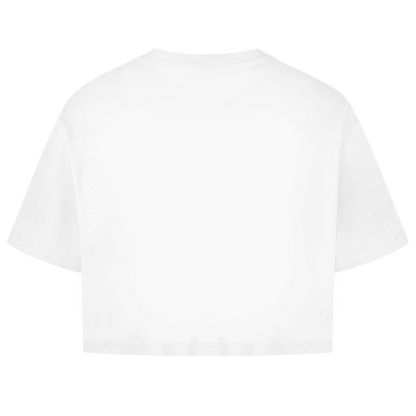 JA Ich bin nicht schwierig – Damen-Crop-Top in Weiß, Rückansicht ohne Druck