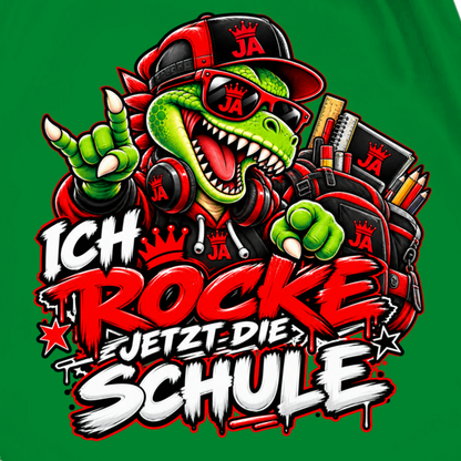JA Schulstart Dino – Turnbeutel, Nahaufnahme vom Motiv