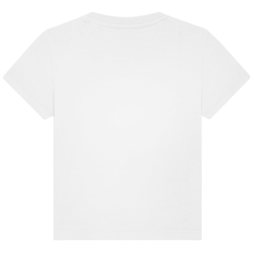 JA Kuschelspuk – Baby-T-Shirt in Weiß, Rückansicht ohne Druck