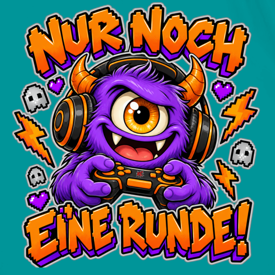 JA Monster Gamer – Turnbeutel, Nahaufnahme vom Motiv
