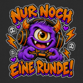 JA Monster Gamer – Kinder-Hoodie, Nahaufnahme vom Motiv