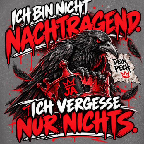 JA Ich vergesse nichts – Oversize-Washed-Shirt, Nahaufnahme vom Motiv